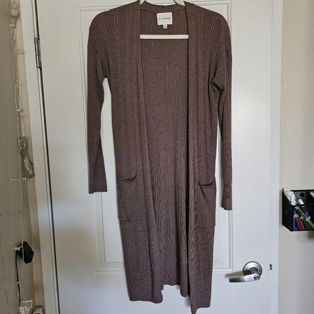 ⭐️ Pink rose taupe cardigan pockets S
